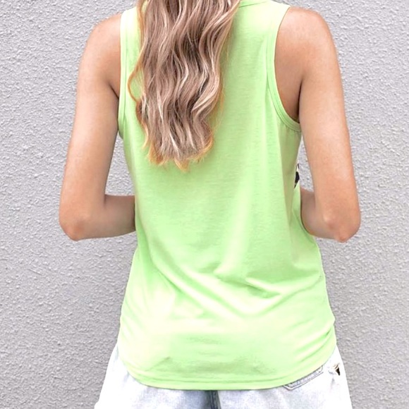 Neon Yellow Striped Leopard/White Tie Front Top - Picture 5 of 6